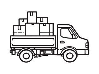 truck carrying clear vision simple line art version four