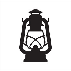 Vintage Kerosene Lantern Silhouette Vector Illustration