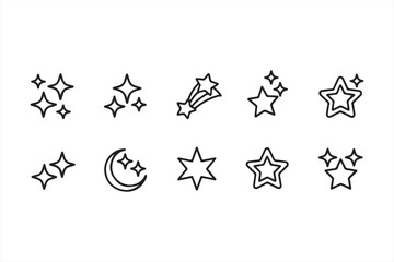 Hand-drawn space elements – outline vector collection of stars, constellations, moons and cosmic bursts