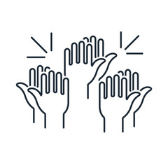 Obraz premium A group of people clapping their hands. Support acceptance recognition to company policy, service or product.Everyone likes it.Joyful emotions. Vector linear icon illustration isolated on white backgr