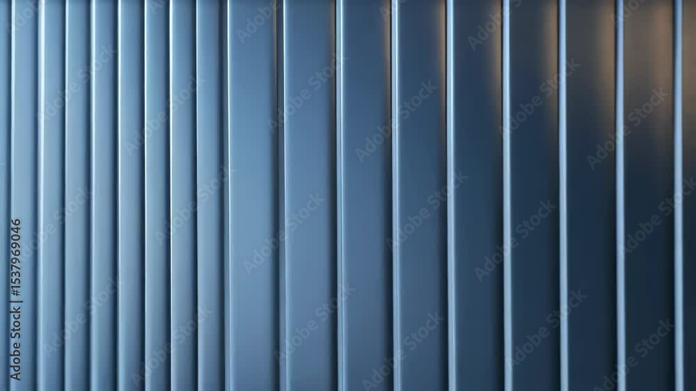 Poster parallel light blue metal strips creating textured abstract background with golden light gradient an