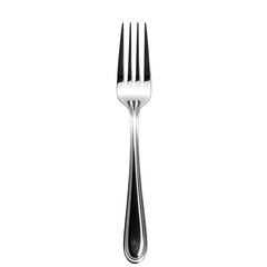 Shiny silver dinner fork isolated on transparent background perfect for menu 