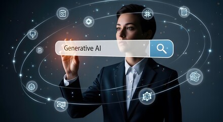 Future of Work: Woman Navigating Innovation, Embracing Emerging Tech, Exploring New Possibilities in Digital Sphere, Driving Business Transformation