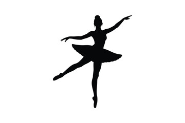 Silhouette design illustration of a ballet dancer.eps