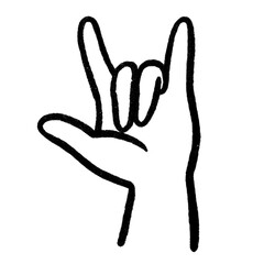Set of realistic gestures, hand shapes. Lay black stroke logo graphic art design isolated on white The concept of expressing love, rock, V sign, love.