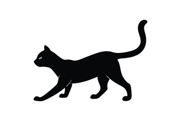 Silhouette design illustration of a cat stretching.eps