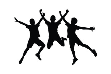 Silhouette design illustration of friends jumping.eps
