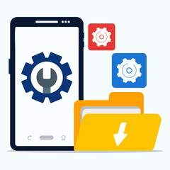 System software is under maintenance on smartphone.
