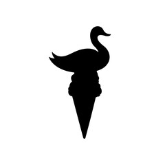 ice cream duck, goose and swan silhouette on white background. vector isolated shape graphics