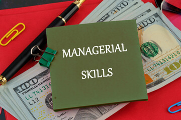 A conceptual phrase on the topic of business MANAGERIAL SKILLS. Managerial concept with delegation.