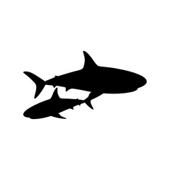 danger shark silhouette black isolated with white background. animal symbol. vector graphics