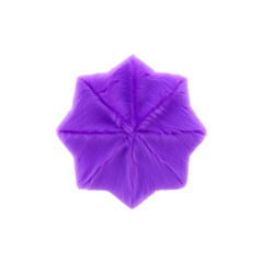 Purple faux fur star shape rug isolated on transparent background isolated on white background