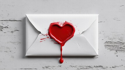 An artistic envelope sealed with red wax, showcasing a heart symbol, embodies love and connection in a captivating way.
