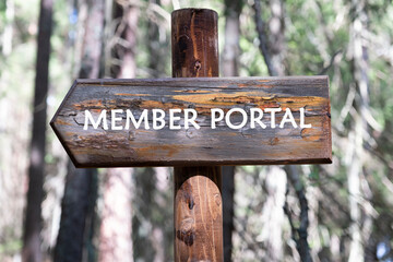 The conceptual phrase MEMBER PORTA. Business concept. A place to copy