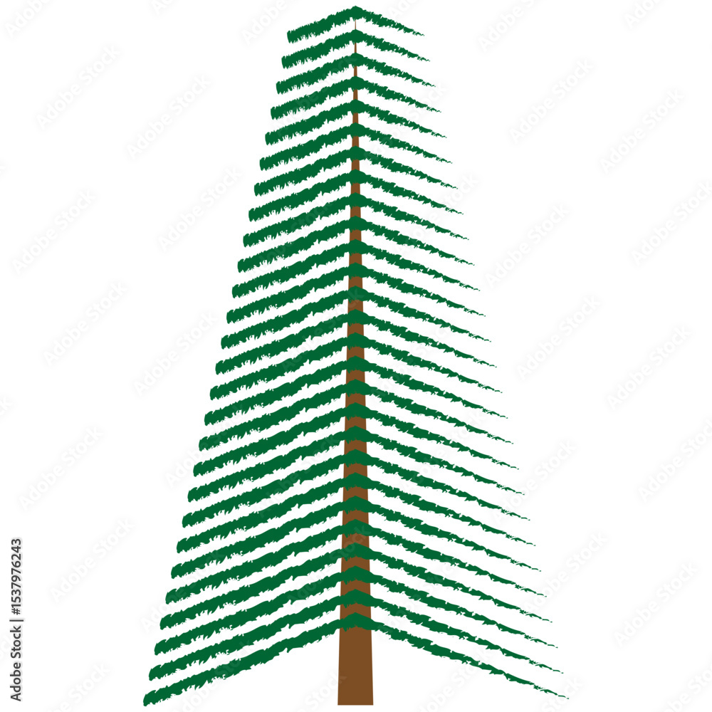 Poster green triangle tree. abstract pine shape. symmetric forest icon. vector stylized form.