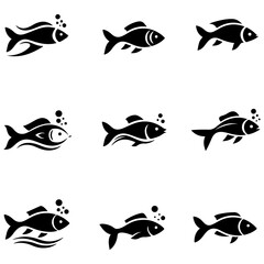A comprehensive library of simple sea fish graphics for creating beautiful children's book