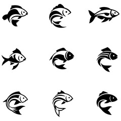 A delightful series of simple sea fish sketches that have a unique, authentic hand-drawn feel.