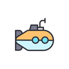 Cartoon Submarine With Friendly Design Floating On Transparent Scene