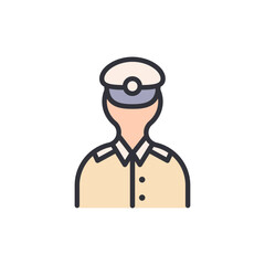 Iconic Police Officer In Uniform Standing Proudly With Transparency