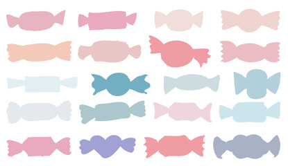 ナチュラルでポップな手描きのキャンディシルエットのイラストセット　ベクター