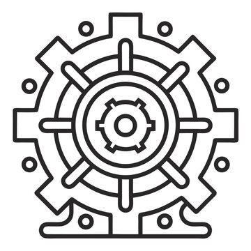 A detailed illustration of a gear mechanism with cogwheel and bolts