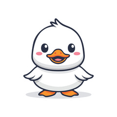 Minimal Flat Vector Illustration of a Cute Duck with Bold Black Outline and Happy Expression – Simple Cartoon Animal, No Gradients, Ideal for Kids Graphics and Stickers