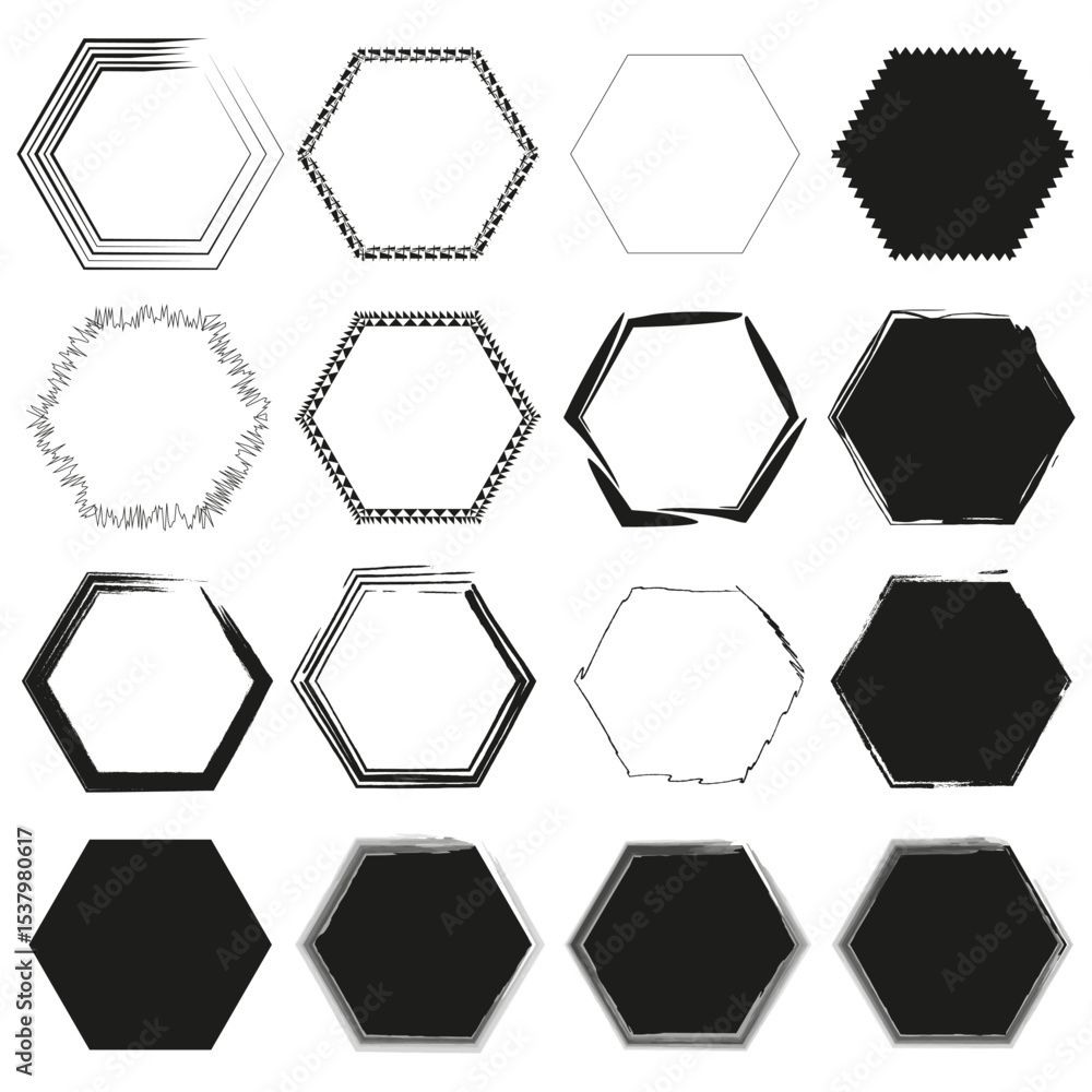 Poster hexagon pattern design. geometric honeycomb structure. vector polygonal shapes. monochrome tile arra