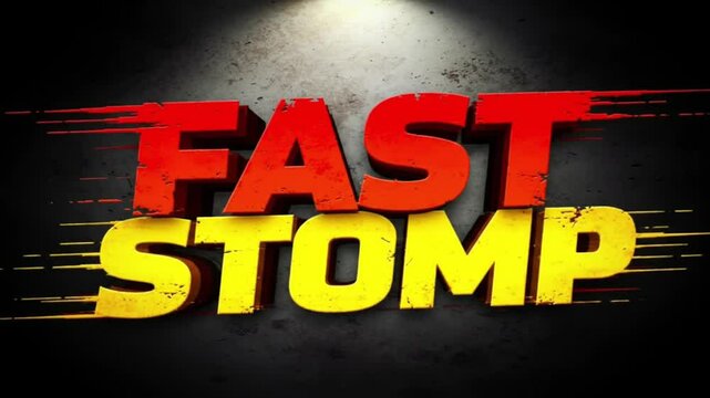 Dynamic Animation: Fast Stomp Text Effects on a Dark Background Creates an Energetic Mood