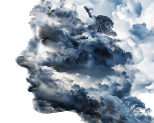 Triggered trauma coping. 3D. Deep breathing exercise for emotional coping during stress.