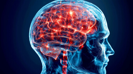 Triggered trauma coping. 3D. Visual metaphor depicting trauma's effect on the brain.