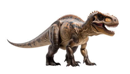 Majestic Allosaurus: A formidable Allosaurus model stands prominently against a simple background, showcasing its powerful form, sharp teeth, and commanding presence. 