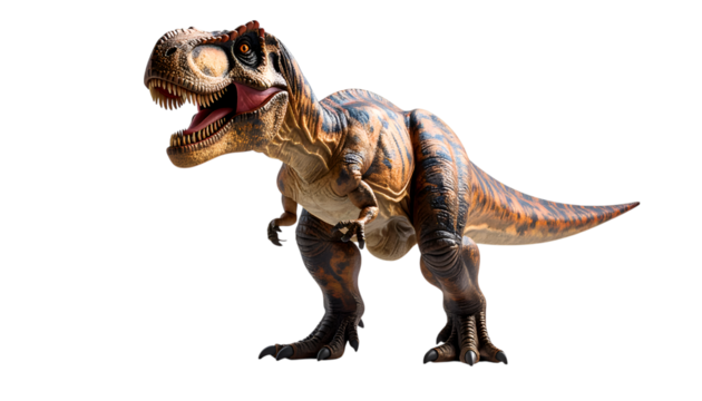 Cute Tyrannosaurus Rex: A friendly, cartoonish Tyrannosaurus Rex with a playful expression, standing against a white background.  The dinosaur's design is appealing to children and adults alike.