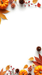 Autumn objects on white background, thanksgiving design concept