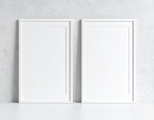 Two White Frames Mockup on Textured Wall Minimalist Interior Design