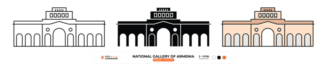 National Gallery of Armenia, Line Icon. Yerevan, Armenia, Landmark, Silhouette, Color Vector, Editable Stroke.