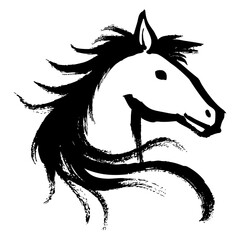 筆で手書きした馬の横顔