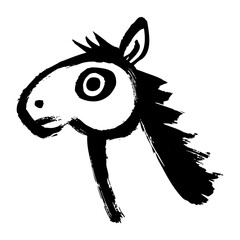 筆で手書きの馬の横顔
