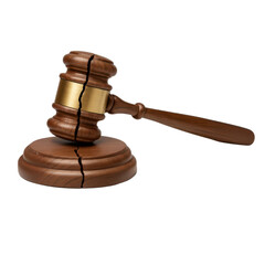 Broken wooden gavel and sound block symbolizing justice or legal system failure