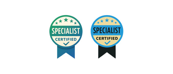 Certified Specialist Badges, Teal and Blue Ribbons