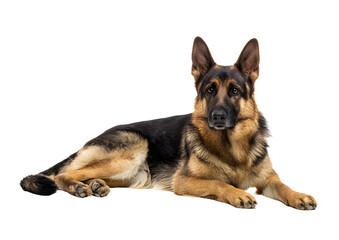 Regal German Shepherd dog PNG transparent isolated image highlighting its noble features and dignified character.