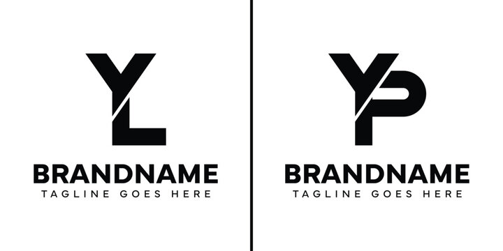 Letters YL and YP Monogram Logo Set, suitable for any business with YL LY YP PY initials