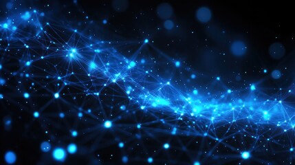 Vibrant blue digital network illustration showcasing connections and light effects