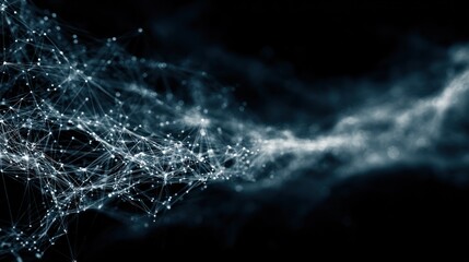 Digital network of interconnected nodes creating a vibrant visualization of data flow