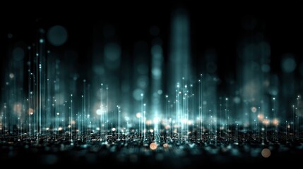Visual representation of digital data flow creating an abstract landscape with neon lights