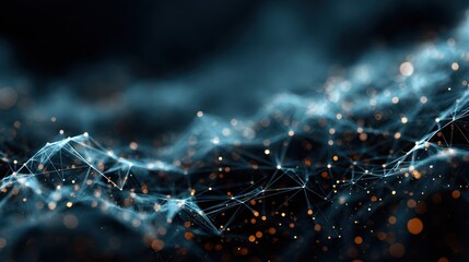 Abstract visualization of interconnected data points in a glowing network structure