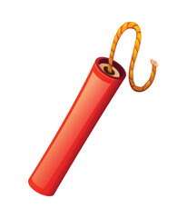 Stick of dynamite with fuse, ready for ignition. Vector cartoon illustration