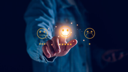 Customer Satisfaction Survey Concept, Users rate service experiences On Online Application,...