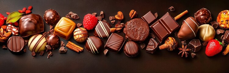 Indulge in a variety of fine chocolate confections, beautifully presented. 