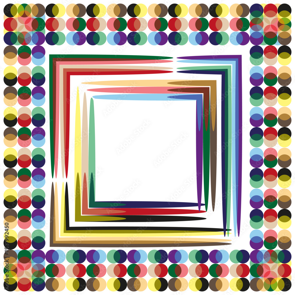 Poster rainbow checkered frame. abstract geometric border. vibrant pattern background. vector pixel art.