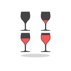 Set of wine glass icon with shadow
